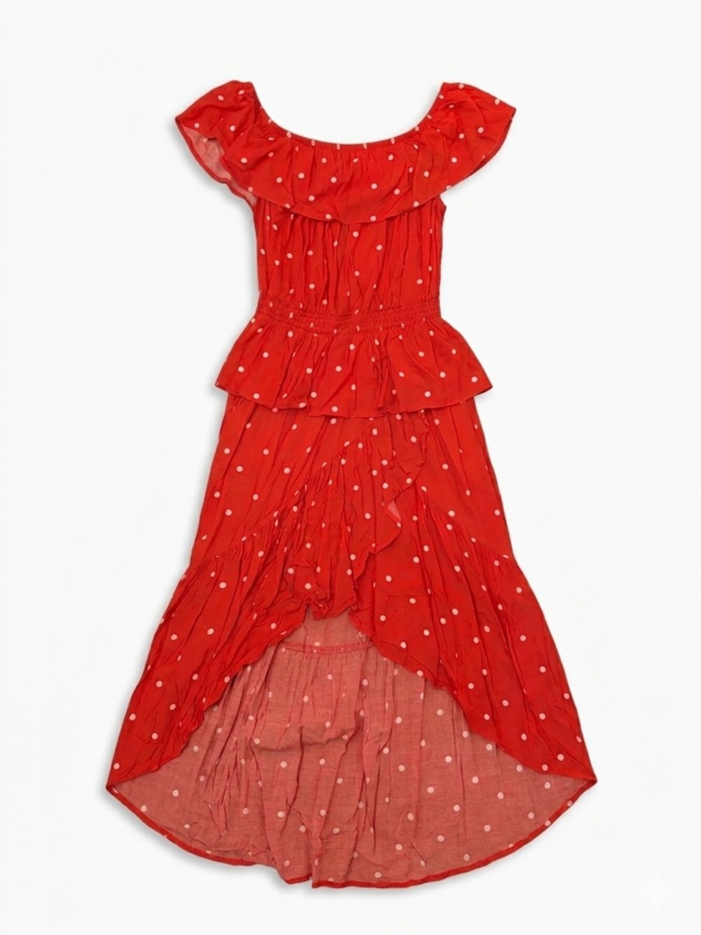 George Red Polka Dot Off-Shoulder Set